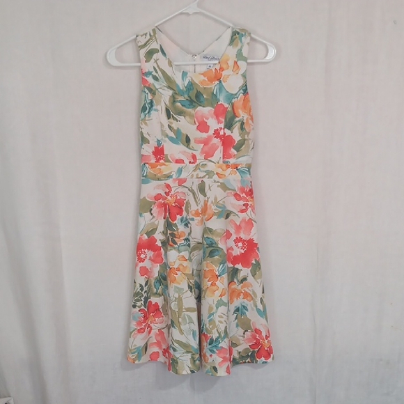 Lots of Love White Orange Floral Fit and Flare Dress Size Girl's 16 - Picture 1 of 5